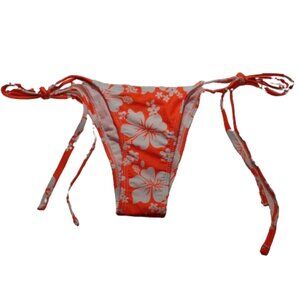 Orange with White Floral Pattern Bikini Bottoms Size XS NWOT